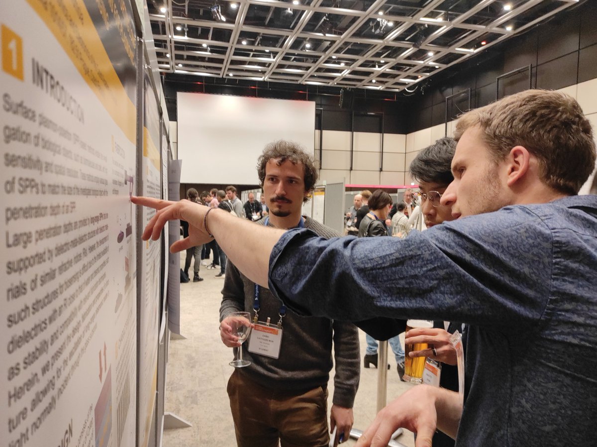 Our PhD students, Jan Bukáček, Zdeněk Garčic, and Tong Liu, presented their research on #plasmonic #biosensors at the Optics + Optoelectronics 2023 conference in Prague, hosted by <a href="/SPIEtweets/">SPIE</a>. They had a great time interacting with other participants and discussing their posters.