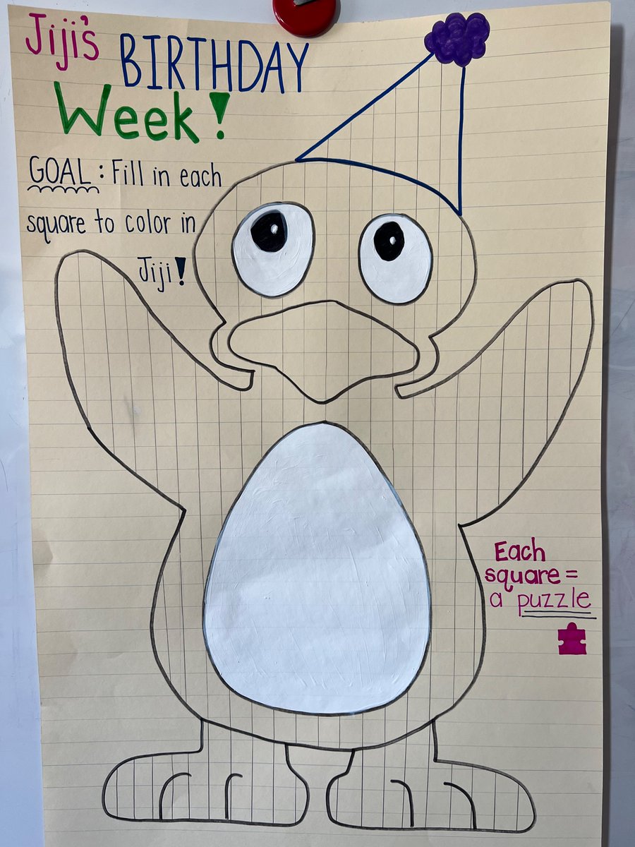 ktfleming20's tweet photo. Jiji’s Birthday Week Challenge!! Try to fill in 700 parts of Jiji to color him in! Challenged K/1 to get 700 puzzles this week 🎉 🧩 🐧 @STMath @Mass_STEMHub https://t.co/3ktMPVSIML