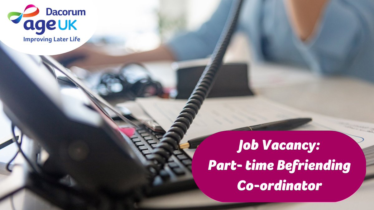 Become a Befriending Co-ordinator with us today⬇️
ageuk.org.uk/dacorum/get-in…
#JobVacancy #workwithus #JobAlert