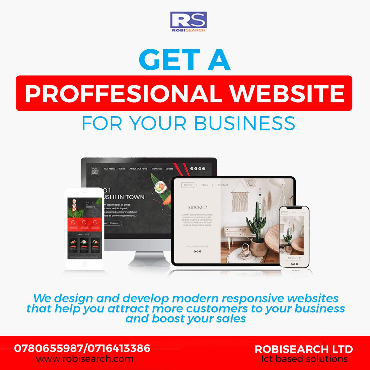 BiometricKe's tweet image. We design professional websites for businesses. Grab our 30% discount on all our products this week to get a professional website for your business.
#PromoteBizNaRobisearch
#Robisearch ICT
Go Digital NaRobisearch