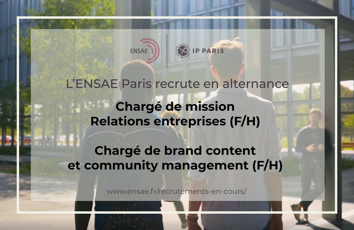 ENSAEparis's tweet photo. #Recrutement | @ENSAEparis recrute pr septembre à Palaiseau en #alternance #apprentissage
- mission Relations Entreprises : relations publiques, marketing, business
- Brand content et Community management : communication, événementiel, digital, marketing
👉https://t.co/EoYj7jt4Gr https://t.co/aXnOUisQNx