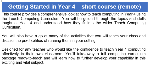 💻Join us for this FREE NCCE primary computing short course, delivered over two remote sessions! 💻

28 April 2023 @ 3.30pm - 4.30pm (Session 1)
2 May 2023 @ 3.30pm - 5pm (Session 2)

Book your place:bit.ly/3oMofGS

#cpd #teachcomputing #stemlearning #education #Somerset