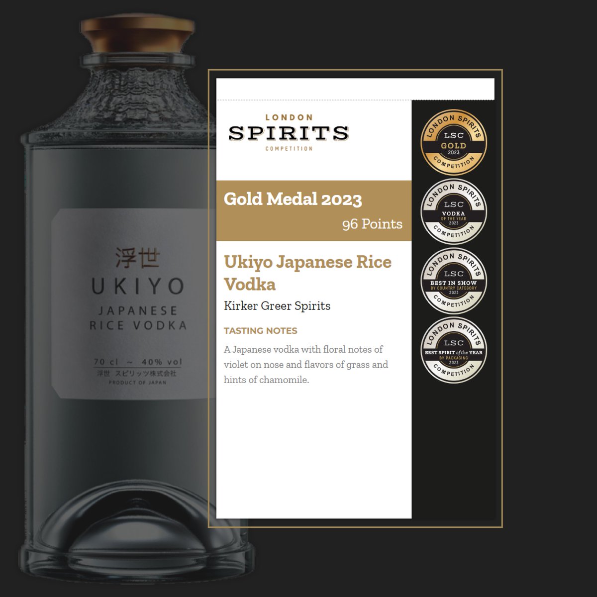 London Competitions (@londoncomps) on Twitter photo 💃🏼💃🏼💃🏼 A Big Win for <a href="/Drinksology/">Drinksology Kirker Greer</a> Kirker Greer (<a href="/ukiyospirits/">ukiyospirits</a>) - '𝐕𝐨𝐝𝐤𝐚 𝐎𝐟 𝐓𝐡𝐞 𝐘𝐞𝐚𝐫', Ukiyo Japanese Rice Vodka
.
🏅 A Japanese vodka with floral notes of violet on the nose and flavors of grass and hints of chamomile. 💃🏼💃🏼💃🏼 A Big Win for <a href="/Drinksology/">Drinksology Kirker Greer</a> Kirker Greer (<a href="/ukiyospirits/">ukiyospirits</a>) - '𝐕𝐨𝐝𝐤𝐚 𝐎𝐟 𝐓𝐡𝐞 𝐘𝐞𝐚𝐫', Ukiyo Japanese Rice Vodka
.
🏅 A Japanese vodka with floral notes of violet on the nose and flavors of grass and hints of chamomile.