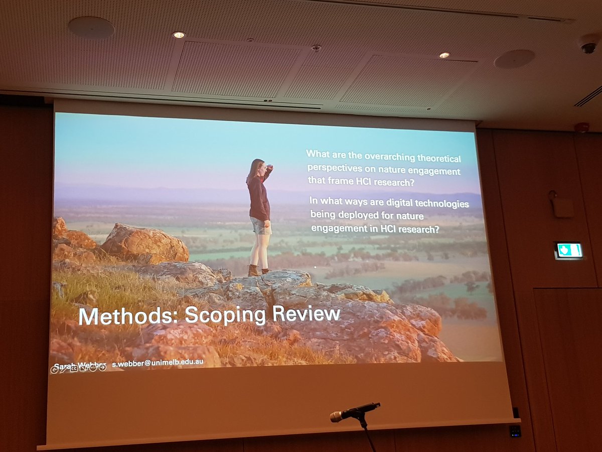 Day 3 of #chi2023 and we have more great talks from the <a href="/cis_unimelb/">Computing & Information Systems UniMelb</a> HCI group. Here is <a href="/sarahwebber01/">Dr Sarah</a> presenting her scoring review on technology and nature. Beautiful slides! 

dl.acm.org/doi/10.1145/35…