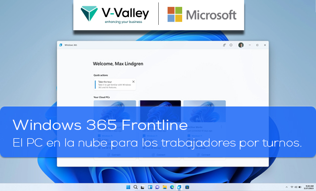 VValleySpain's tweet image. !𝐖𝐢𝐧𝐝𝐨𝐰𝐬 𝟑𝟔𝟓 𝐅𝐫𝐨𝐧𝐭𝐥𝐢𝐧𝐞 ya disponible en #preview! 
Una única licencia permite que hasta 3 usuarios tengan acceso a la misma💻maquina (Cloud PC).

¿Quieres saber más? Te lo contamos:
lnkd.in/e744DZrx

#VValley @Microsoft #MicrosoftCSP #WindowsFrontline