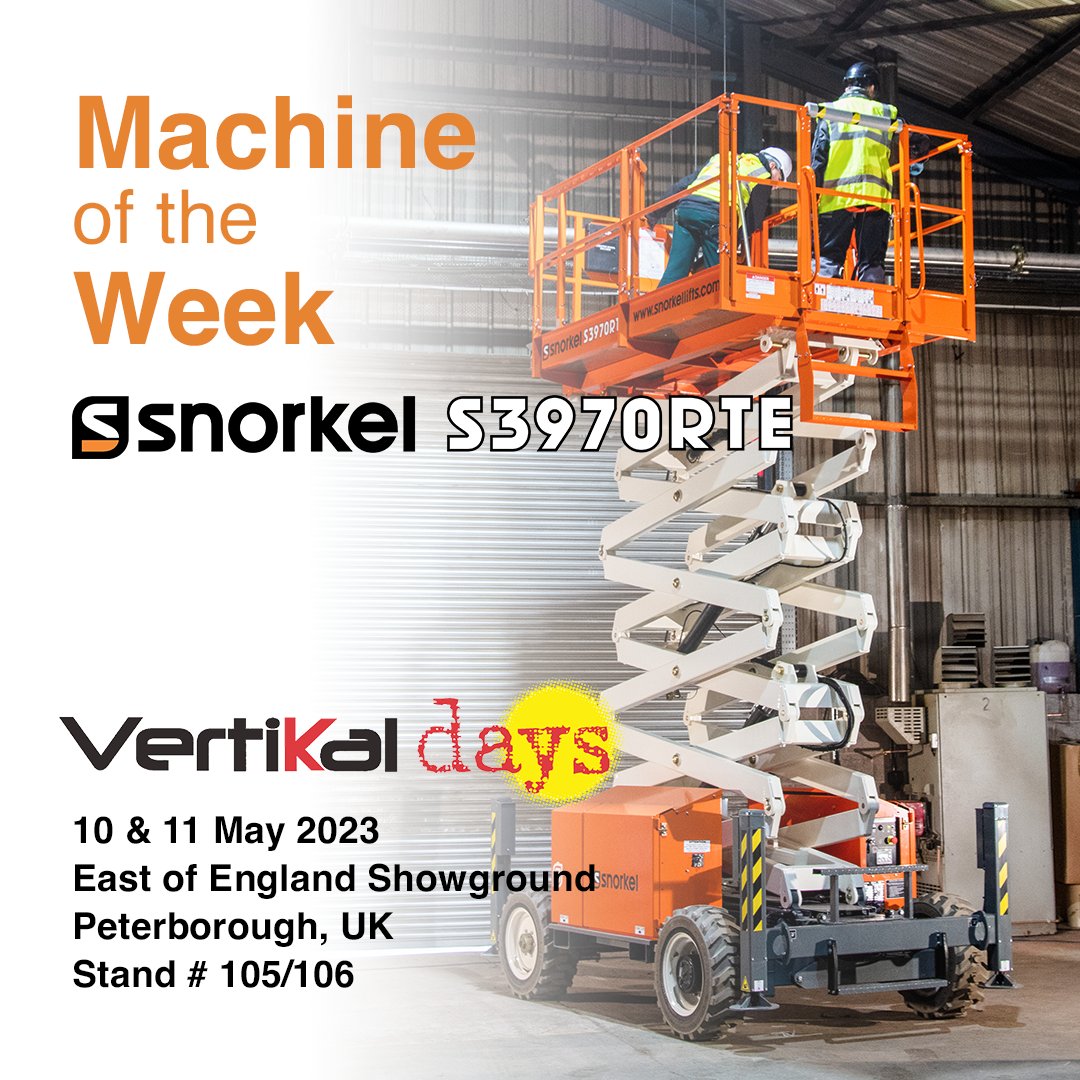 The Snorkel S3970RTE is our #MachineoftheWeek!

See the S3970RTE up close and personal at <a href="/Vertikaldays/">Vertikal days</a> 2023 in Peterborough, UK. We’ll have the S3970RTE on display along with other popular Snorkel lifts!

#vertikaldays #snorkellifts #snorkeluk #scissorlifts #mewp #awp