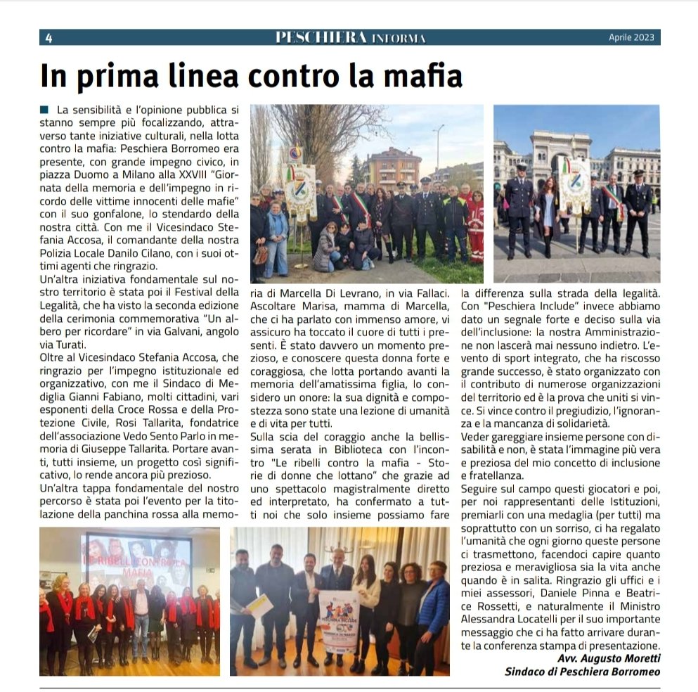 AugustoMoretti6's tweet photo. 🗣 Dal nuovo numero di Peschiera Informa 

Il mio editoriale e un articolo sulle ultime iniziative che mi hanno visto impegnato 📰

Buona lettura! https://t.co/imR1tsRMpK