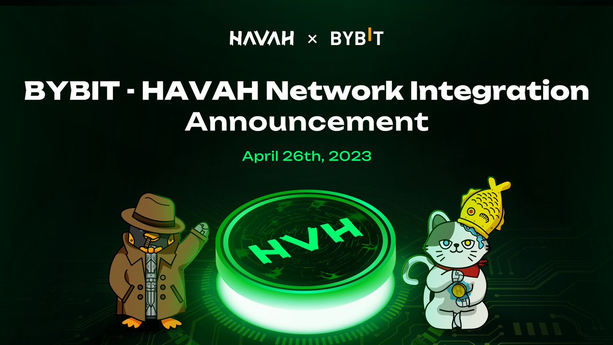 [Event for Celebrating HVH Integration]

#HAVAH Coin (HVH) can now be deposited and withdrawn using #BYBIT.
Check out <a href="/Bybit_Official/">Bybit</a> for 2 events to celebrate the integration!

1⃣HVH Staking Event (APY 333%)
2⃣Retweet &amp; Airdrop Event (70,000 HVH)
x.com/Bybit_Official…