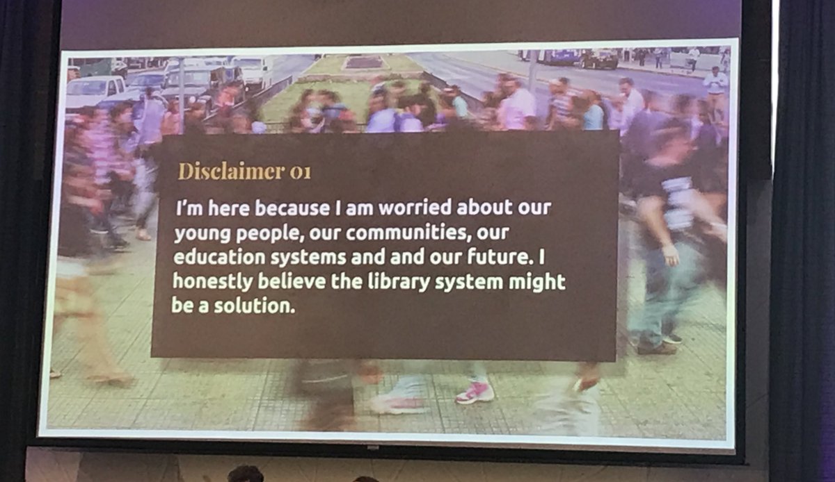 Some interesting disclaimers from keynote <a href="/trevorvaugh/">Trevor Vaugh</a> “I am here because I am worried about our young people, our communities, our education system and our future. I honestly believe the #Library system might be the solution” #LAICILIPIre23