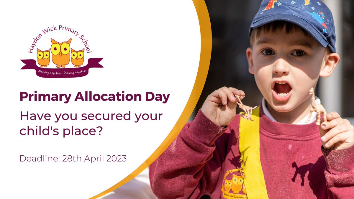 HaydonWickSch's tweet photo. The allocation deadline will be closing soon. Make sure you have accepted our offer, if you haven’t done so already. Click here for more information about our fantastic school: https://t.co/9vKULx8STy https://t.co/9KpDVv5d7Q