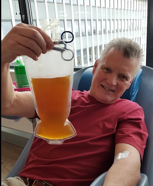 Donate plasma or blood, if you can. I am able to donate plasma. Here's me with my output a few weeks ago. It's almost as easy donating blood, which I have done >25 times. More details at blood.co.uk/plasma/  #PlasmaDonationWeek @GiveBloodNHS