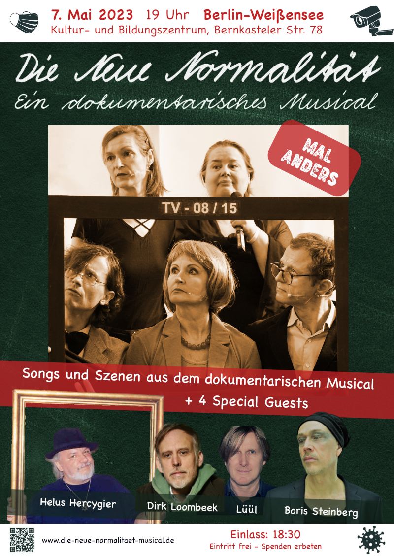 Kei_Nie_'s tweet photo. Ist dem @KubizBerlin #Weissensee (Webseite:
"...Engagement jenseits von rassistischen, antisemitischen und autoritären Denk- und Handlungsmustern.") bewusst, dass es an #b0705 dem #Schwurbel-Musical "Die Neue Normalität" eine Bühne bietet? Bekannt von vielen #Querdenken-Events 1 https://t.co/xDIdT7GkS8