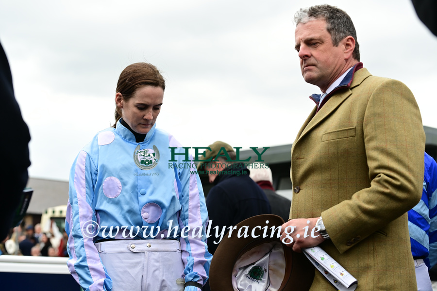 🙏 @punchestownrace 26-April-2023 Rachael Blackmore and Peter Molony during a minute's silence and mark of respect in memory of jockey Dean Holland who sadly passed away in Australia @Racing @JaseRicho