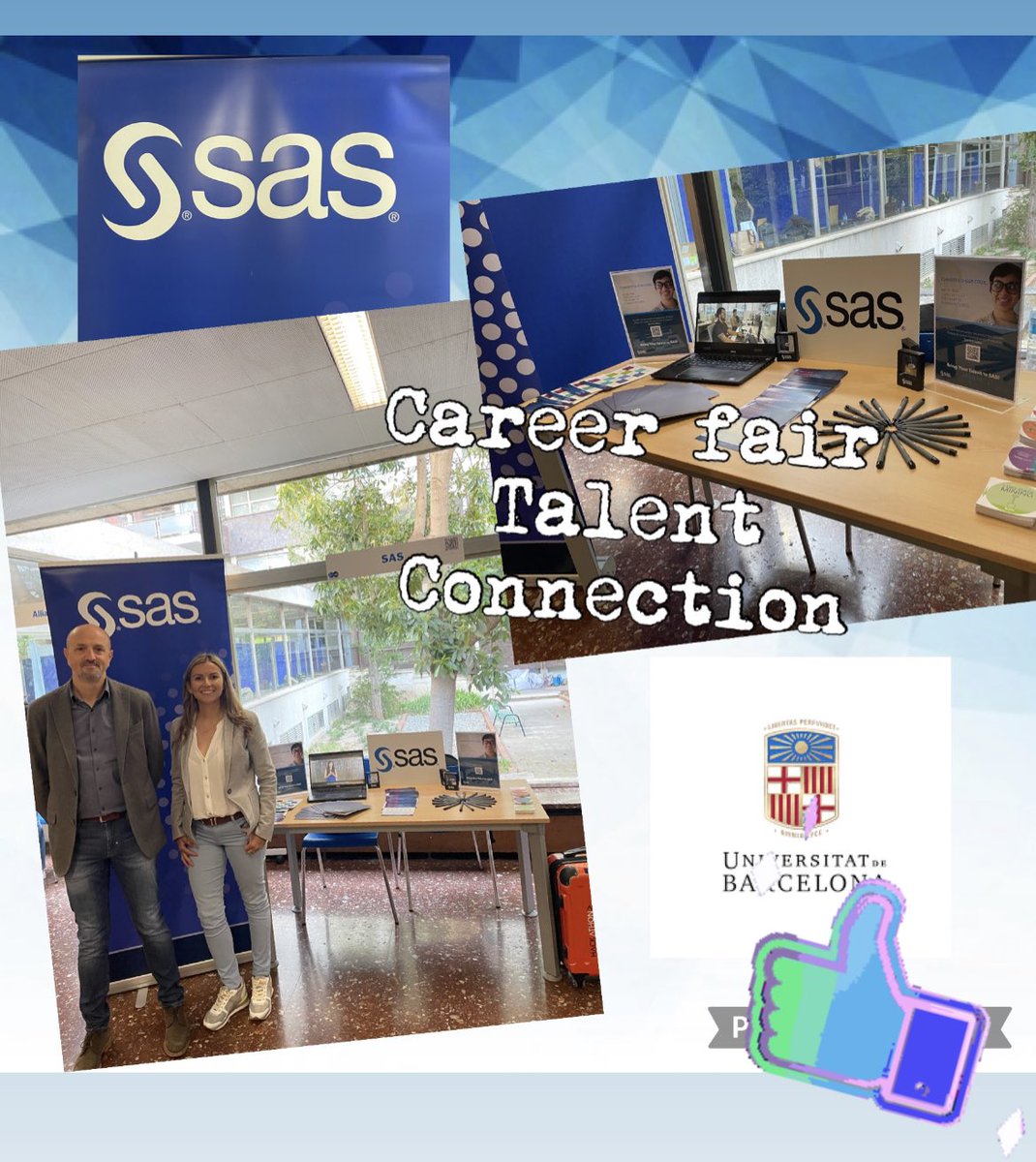Hoy estamos en la Feria de empleo de la <a href="/UniBarcelona/">Universitat de Barcelona</a>, si tienes curiosidad por los que puedes hacer con <a href="/SASsoftware/">SAS Software</a> no lo dudes, pásate por nuestro stand y te informamos
#LearnSAS #talentconnection #ViyaforLearners