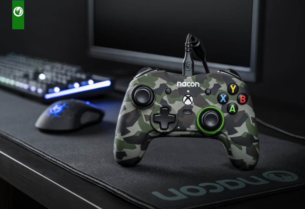 Nacon's tweet photo. The Revolution X Pro Controller, the high-performance controller for Xbox One, XBox Series and PC has a new comfortable designer skin: the updated traditional colours of the Forest Camo for the ultimate gaming experience 👉 https://t.co/rQx58111jC
#Nacon #RXPC #CAMO #Controller #XboxSeriesXS #XboxOne #Windows