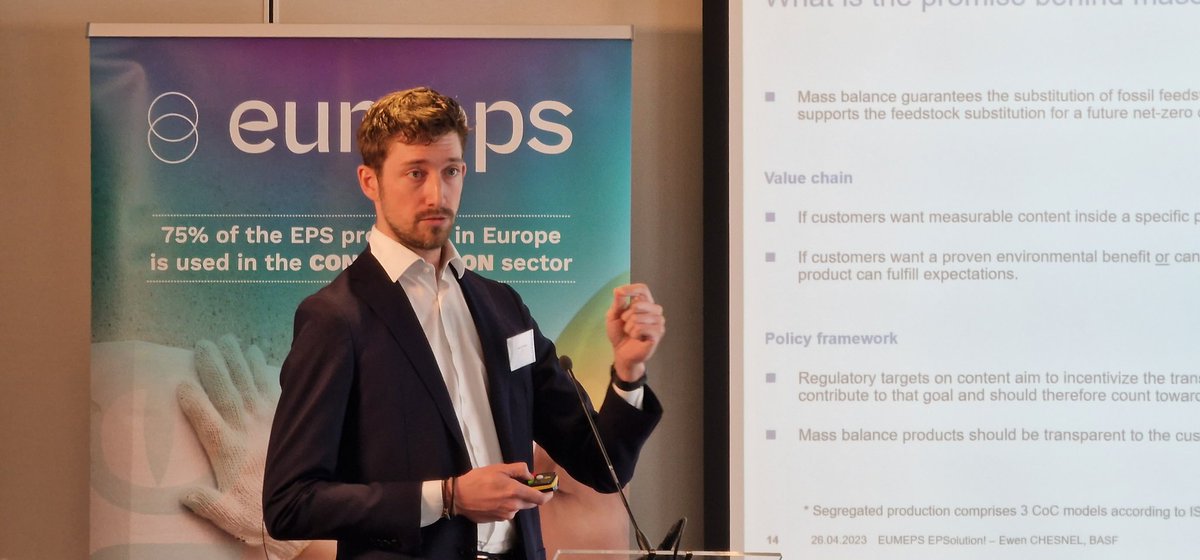 EUMEPS's tweet photo. Ewen Chesnel now has the floor on chemical recycling and the mass balance approach. #EPSolution! https://t.co/wv7bDc2N3x