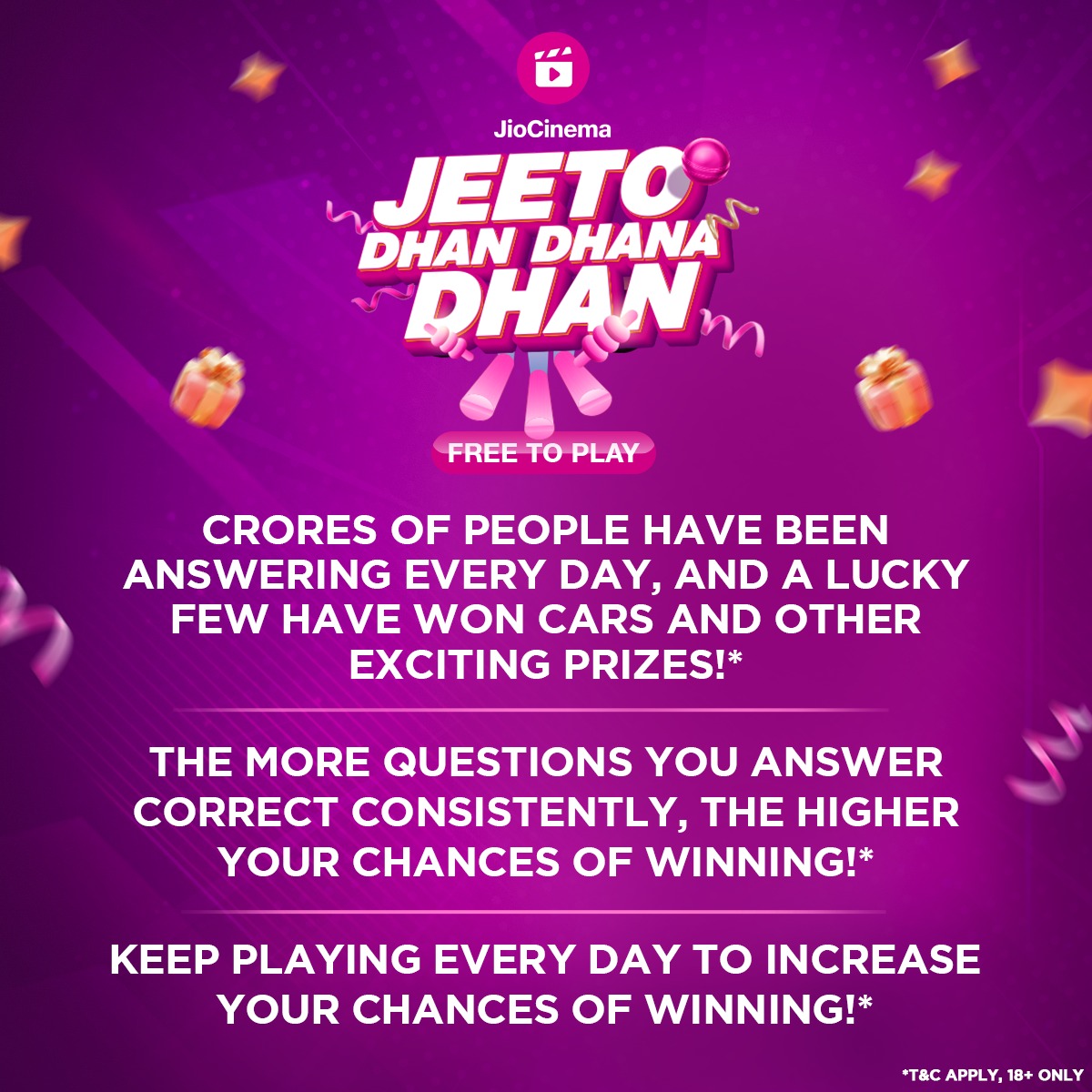 HotstarReality's tweet photo. @SSrikantad59822 Hi! Don't lose hope and keep participating in the #JeetoDhanDhanaDhan contest while you watch #IPLonJioCinema. Refer to the graphic for more information. https://t.co/n7ZPqzbcLP