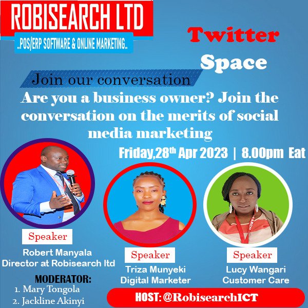 Ja__UDA's tweet image. This Friday get ready for this amazing conversation. #PromoteBizNaRobisearch.
Robisearch ICT got you covered on matters social Media Marketing
Go Digital NaRobisearch