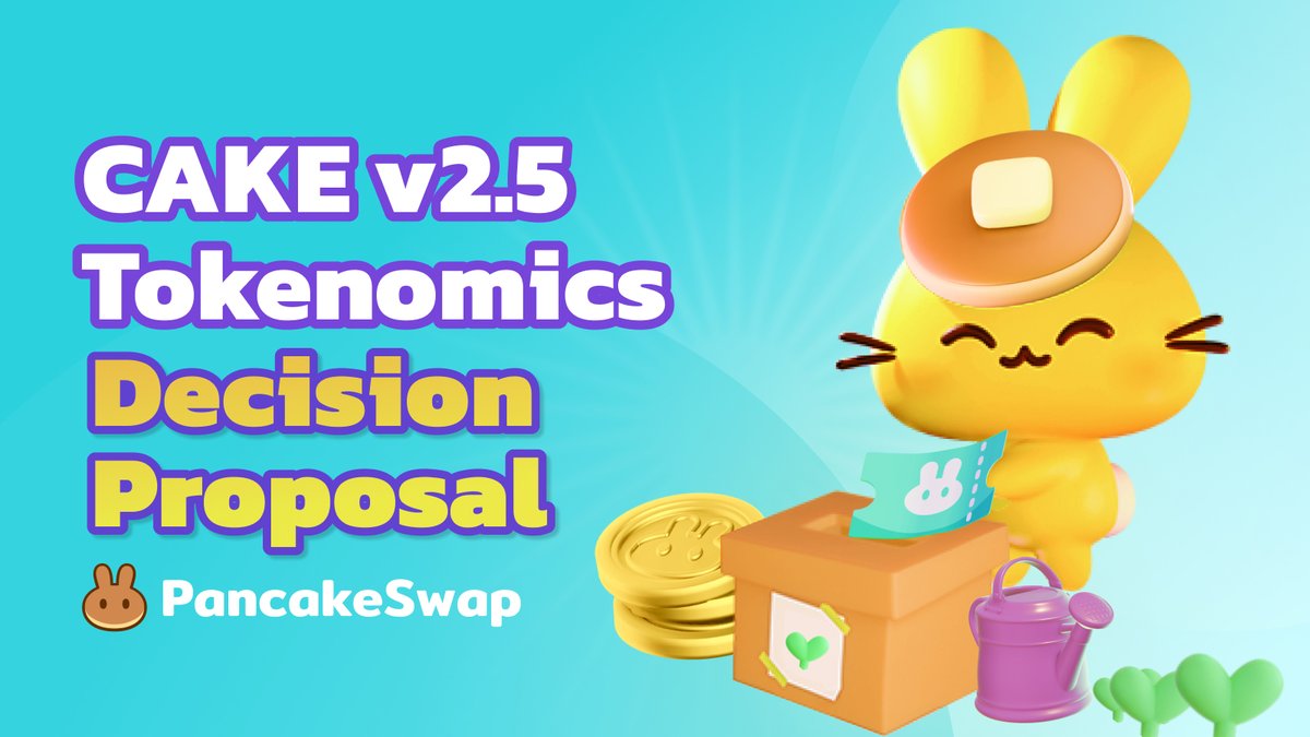 PancakeSwap's tweet photo. 📢 Attention PancakeSwap community!

⏰ It's time to vote on our CAKE Tokenomics v2.5 Decision Proposal, which focuses on low staking inflation, real yield, and benefits for long-term CAKE stakers.

👉 Read our AMA recap before you vote: https://t.co/NbqadEkg4w

🗳 Cast your vote now : https://t.co/z5kNab6sOL

❓Still have questions? Visit here: https://t.co/SDDopE0qHs