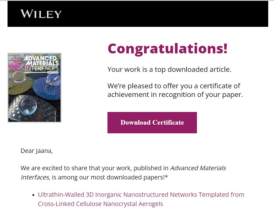 mmd_aalto's tweet photo. Happy to share that a publication co-authored by our group leader Jaana Vapaavuori is among the most downloaded articles on Wiley Online Library! ✨ Link to the publication: https://t.co/W2smr7NDMV
#mmd #mmd_aalto #aaltouniversity #multifunctionalmaterials @AdvSciNews https://t.co/OTF6CFrY7m