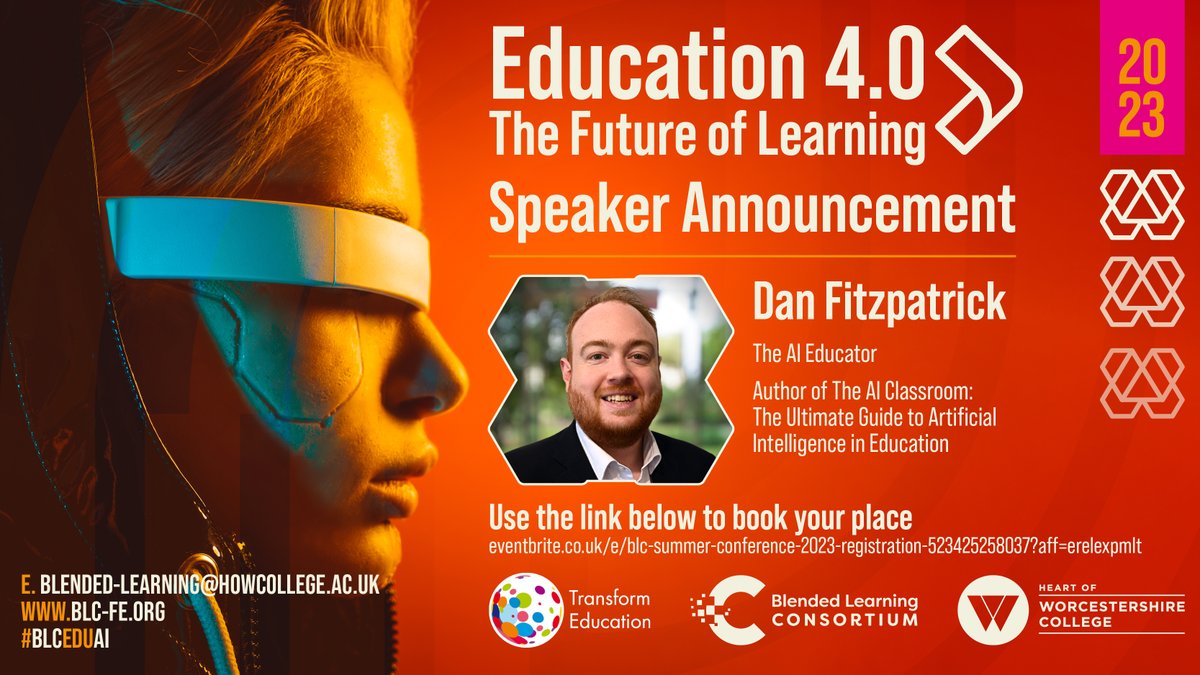 FeBlc's tweet image. We are delighted to announce @DanFitzTweets, a respected global thought leader in AI in education, as the first keynote speaker for the BLC Summer Conference! 🥳

This will be a CPD event not to be missed for all in education; register and find out more 👉 bit.ly/3Ha1TEQ