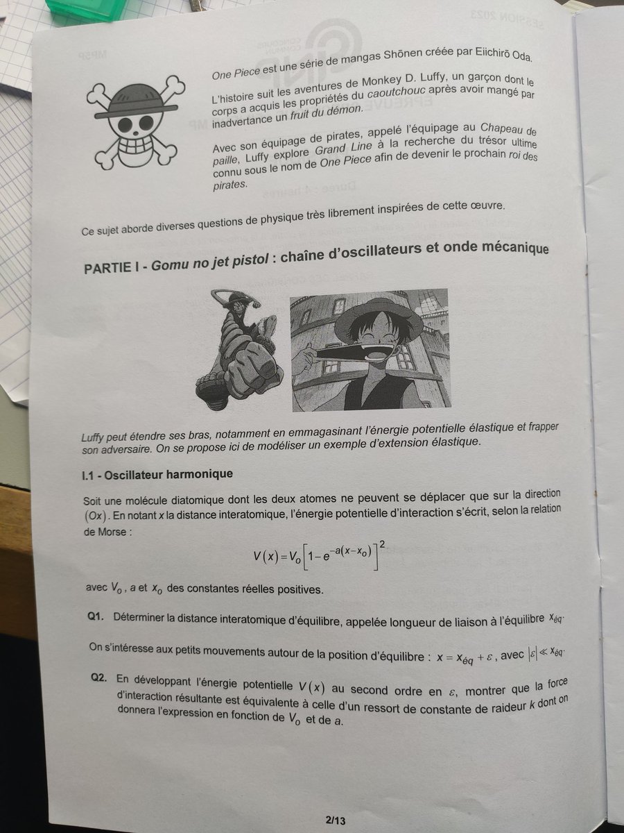 threex64's tweet photo. Stylé les sujets de concours en 2e année de prépa scientifique #concours #ONEPIECE https://t.co/rVxAf4PmZJ