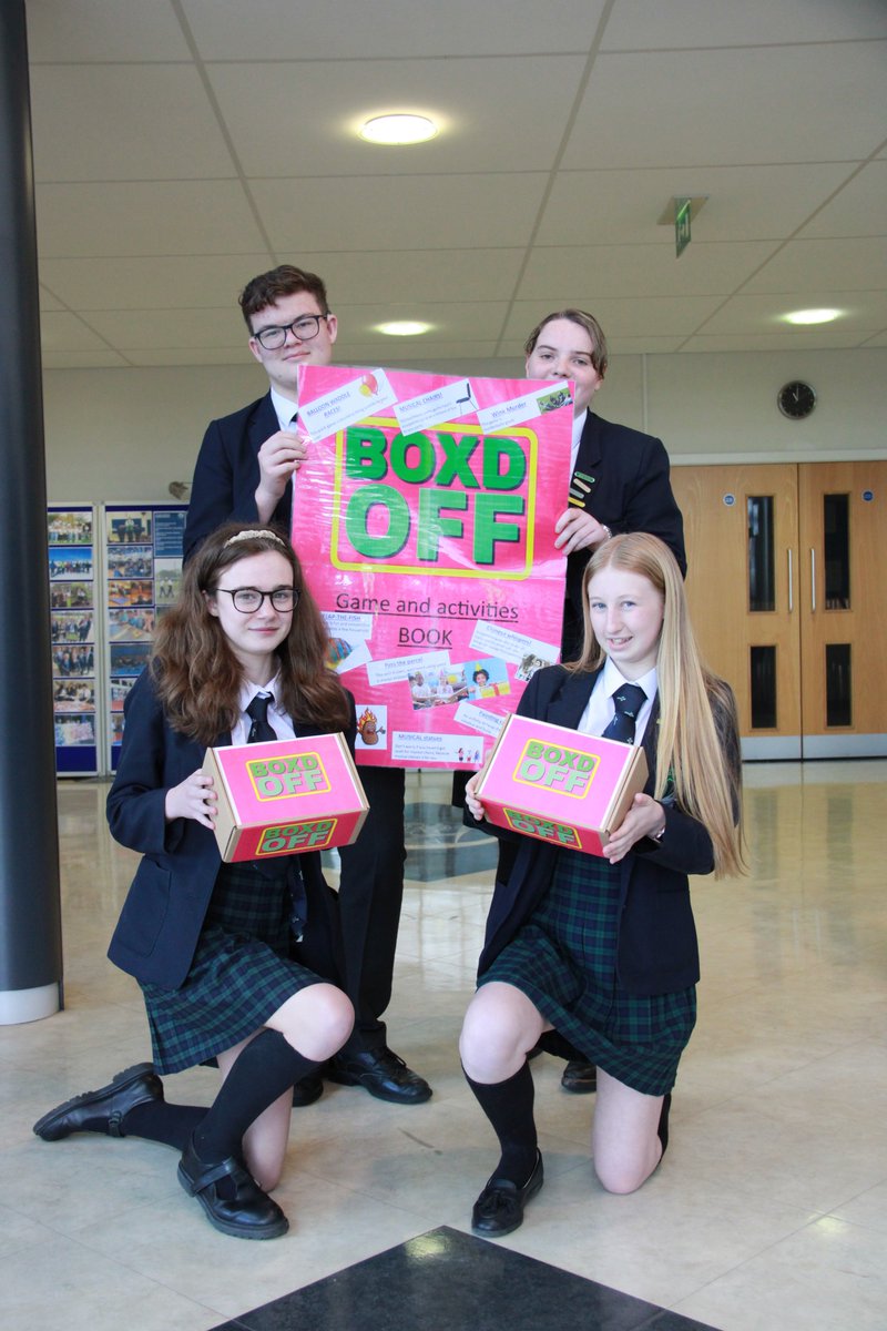 StChrisCEHigh's tweet photo. We wish Oliver, Lucy, Brooke &amp; Eve from YR 10 the very best in todays @youngenterprise showcase at @UCLan, with their company '@boxdoff' the kids party in a box.   

They will have a trade stand at the event &amp; presenting their business idea to the judges 🥳📷📈 https://t.co/16p3uvYH46