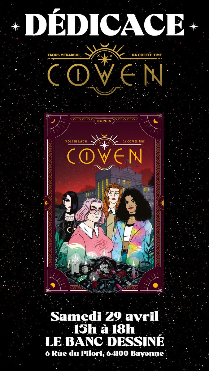 Ce samedi je dédicace COV3N en compagnie de <a href="/JackxParker/">Taous Merakchi</a> au <a href="/lebancdessine/">Le banc dessiné</a> à Bayonne #editionsdupuis