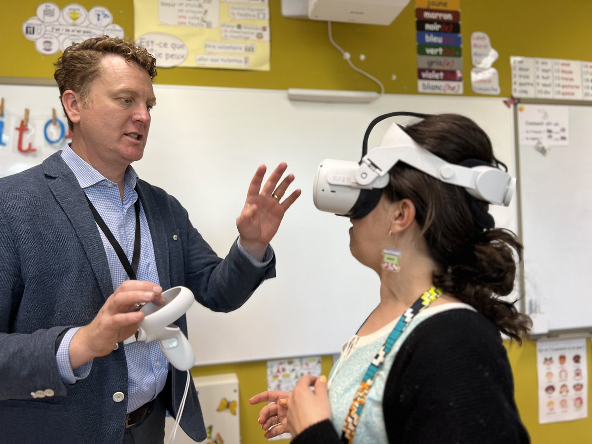 klbeasley's tweet photo. The HS Languages department always have a great time! Grateful to join them to share more about AI for Multilingual Learners. @kevincrouch stopped by to add VR to the mix @WAB_LIVE https://t.co/VwgUOtKHlv