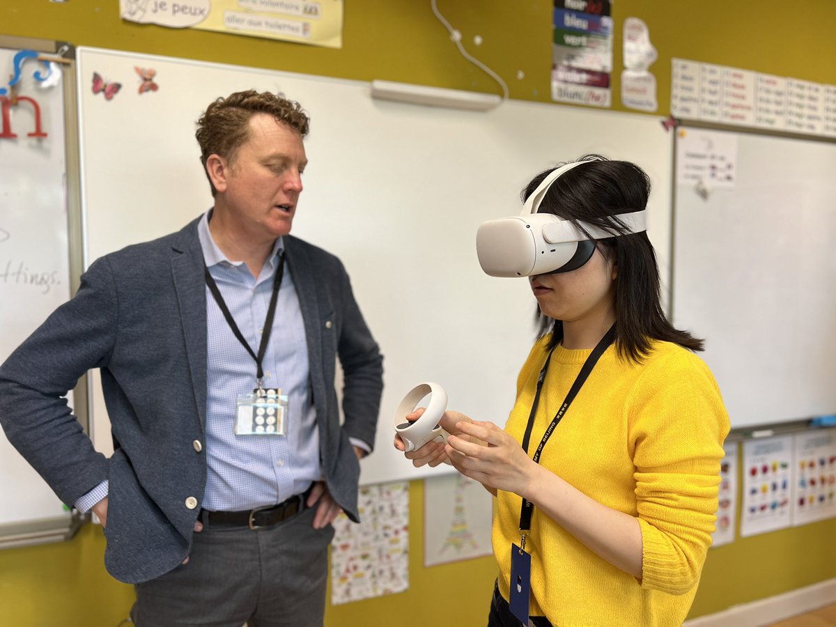 klbeasley's tweet photo. The HS Languages department always have a great time! Grateful to join them to share more about AI for Multilingual Learners. @kevincrouch stopped by to add VR to the mix @WAB_LIVE https://t.co/VwgUOtKHlv