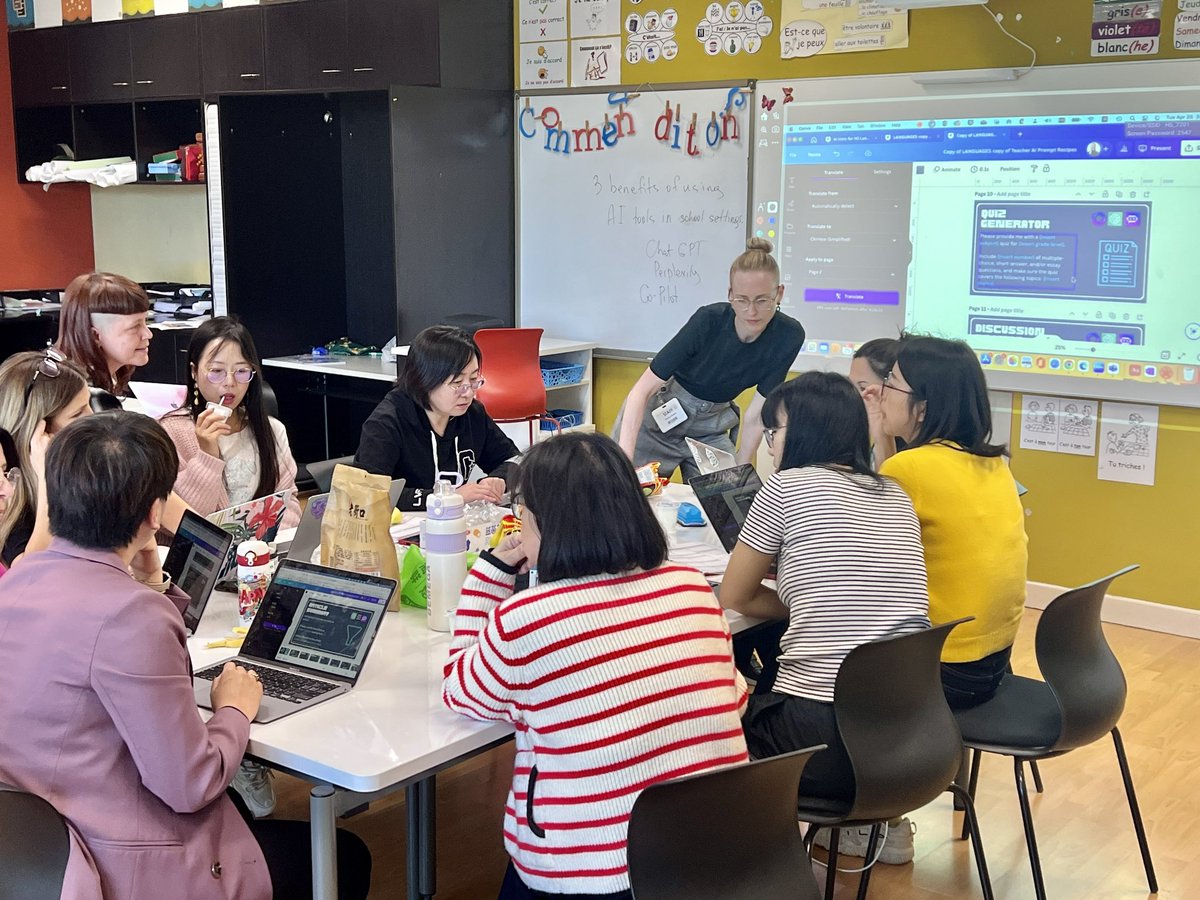 klbeasley's tweet photo. The HS Languages department always have a great time! Grateful to join them to share more about AI for Multilingual Learners. @kevincrouch stopped by to add VR to the mix @WAB_LIVE https://t.co/VwgUOtKHlv