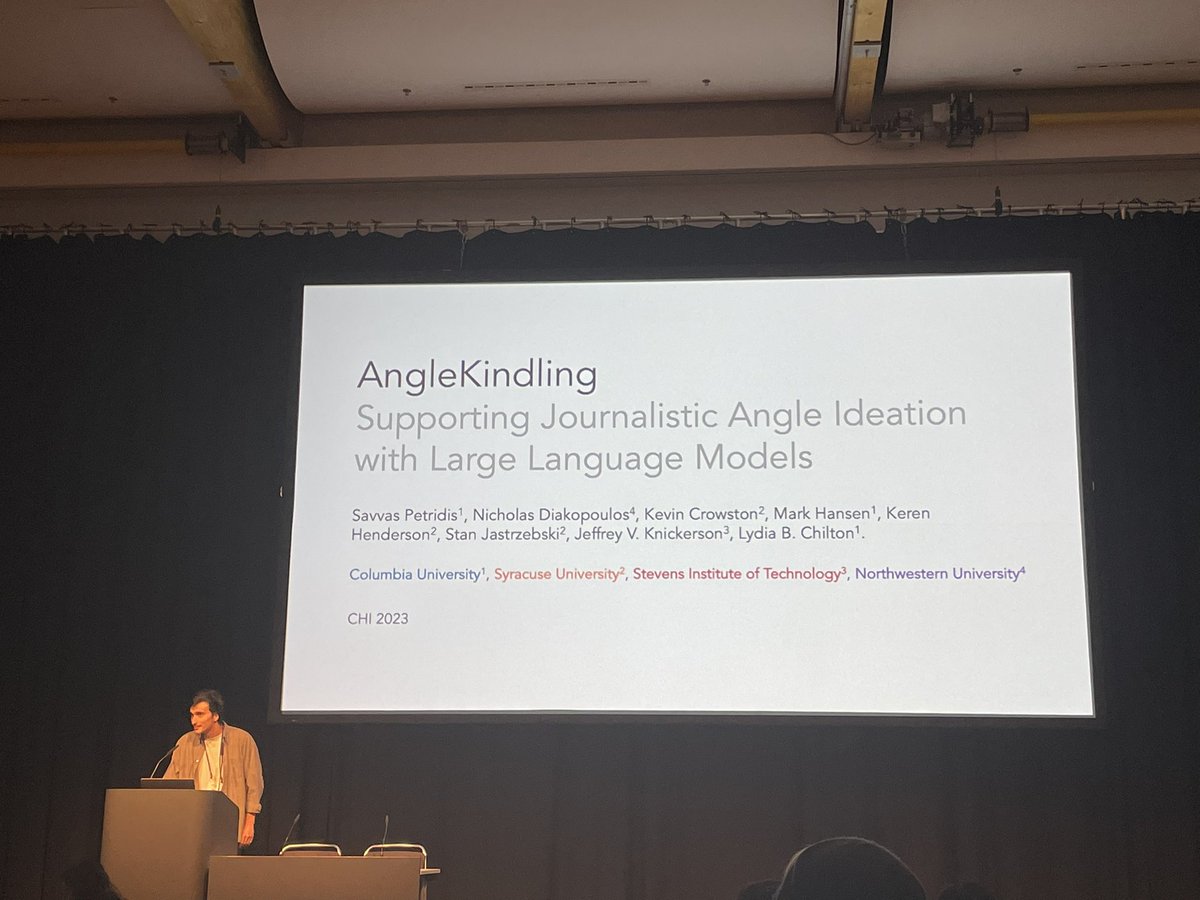 Here’s @savvas_petridis presenting AngleKindling at #chi2023 — for an overview of the work see here generative-ai-newsroom.com/finding-story-…