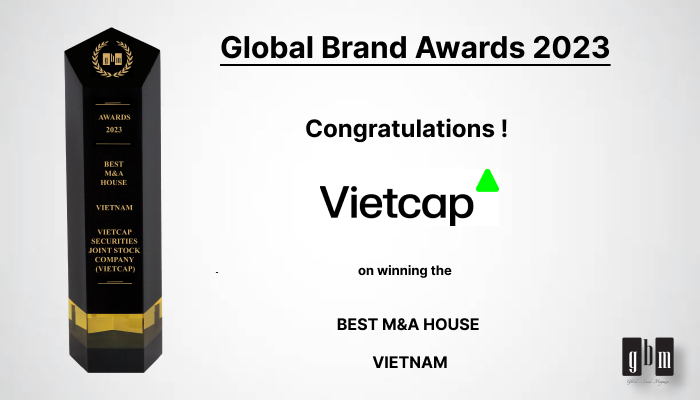 GlobalBrandsMag's tweet photo. We're thrilled to share that Vietcap has been recognized as the "Best M&amp;A House in Vietnam", at the Global Brand Awards 2023 by Global Brands Magazine. 

#BestM&amp;AHouse #Vietcap #Vietnam #Awards2023 #Awards #GlobalBrandsMagazine #GlobalBrandsMag #GlobalBrandsAwards https://t.co/DyW55KO7o6