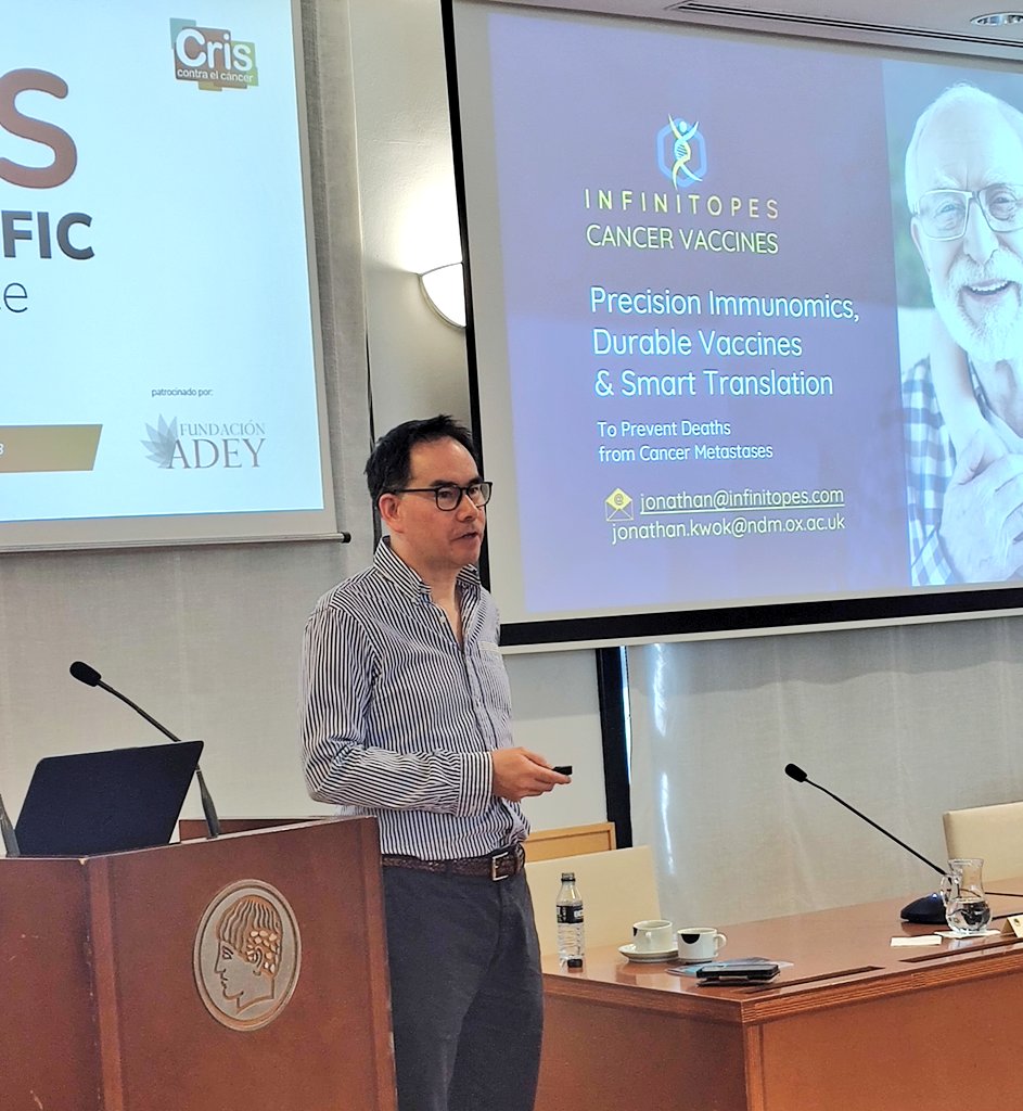 criscancer's tweet photo. Es el turno del Dr. #JonathanKnok, del @CRUKYoungPeople y CEO de Infinitopes. Knok nos habla de la situación de las vacunas contra el #cáncer y de Infinitopes, startup de vacunas terapéuticas en la
@OxfordCancer, basadas en la tecnología de RNA.
#DiaCienciaCRIS2023 https://t.co/Mjl1lpTcIj