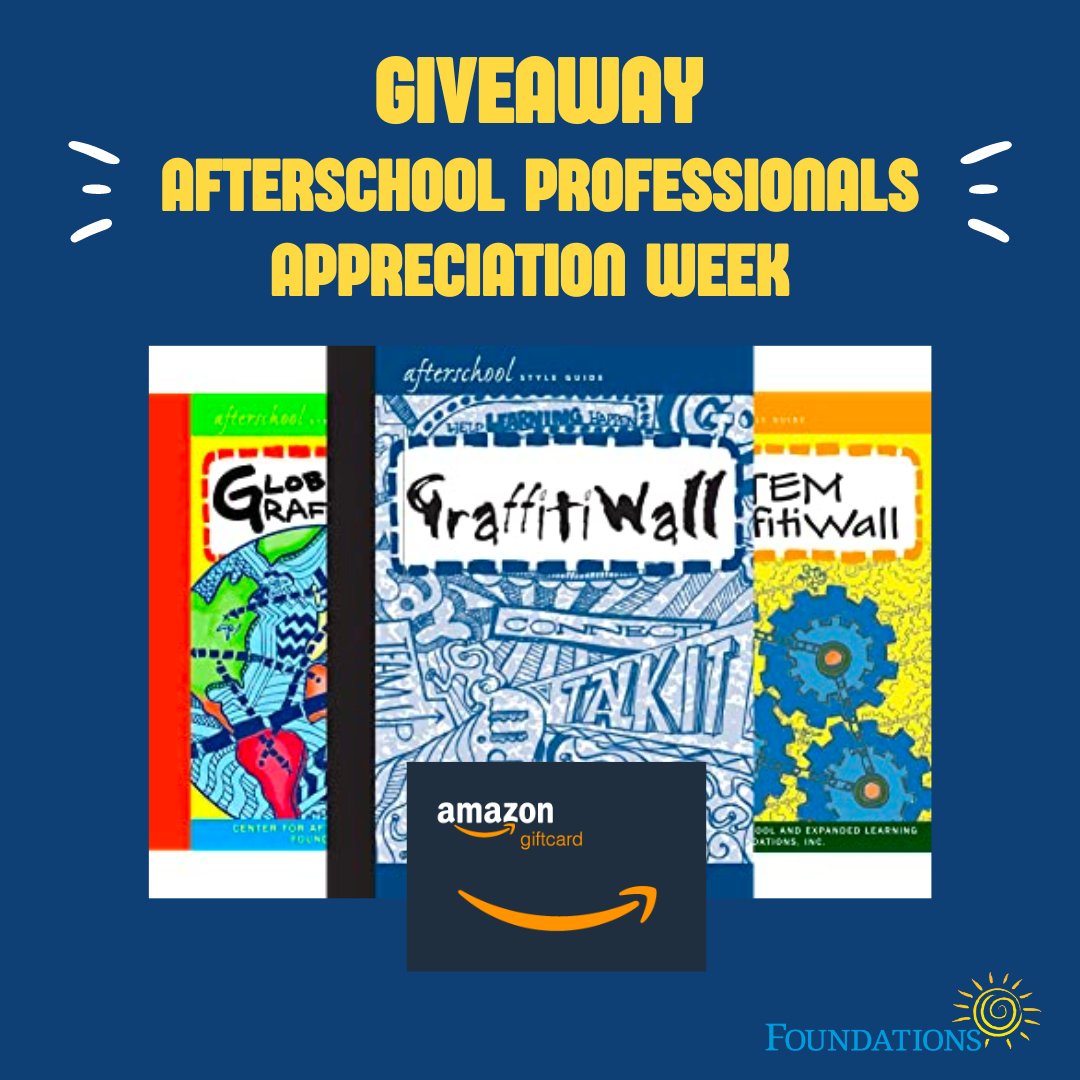 ☀️ GIVEAWAY! ☀️ To our amazing Afterschool Professionals. We want to celebrate your hard work by giving you + a friend a chance to each WIN a $25 Amazon gift card, plus a set of our beloved Graffiti Wall resource books.

Head over to Instagram to enter!
👉 instagram.com/p/Crft-iHOGZs/