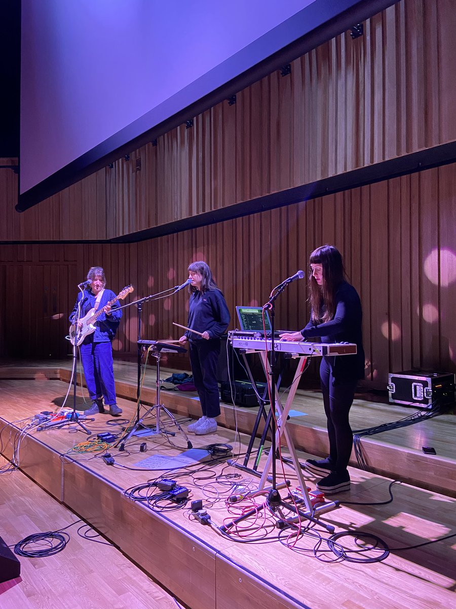 In rehearsal 🎶 @stealingsheep are sounding wonderful in the auditorium ahead of today’s lunchtime concert, ‘Music and the Machine’. Join us for an AI-generated musical journey. Presented by @AMresearchlab FREE tickets still available online 👉 thetungauditorium.com/events/music-a…