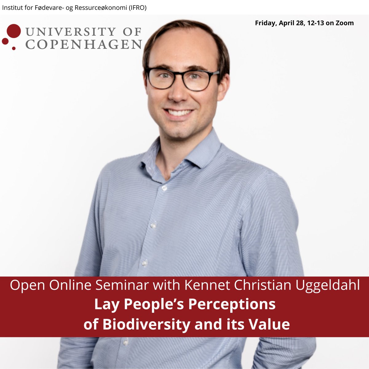 KU_IFRO's tweet photo. What do Danes associate with the concept of biodiversity? And what do they value in its protection? 🌍
Join us on Zoom this Friday, when @kcuggeldahl will dive into his results from a Q-methodological study on perceptions of biodiversity and its value!
🔊https://t.co/yqq97aGeCa https://t.co/LGmYSx5wjf