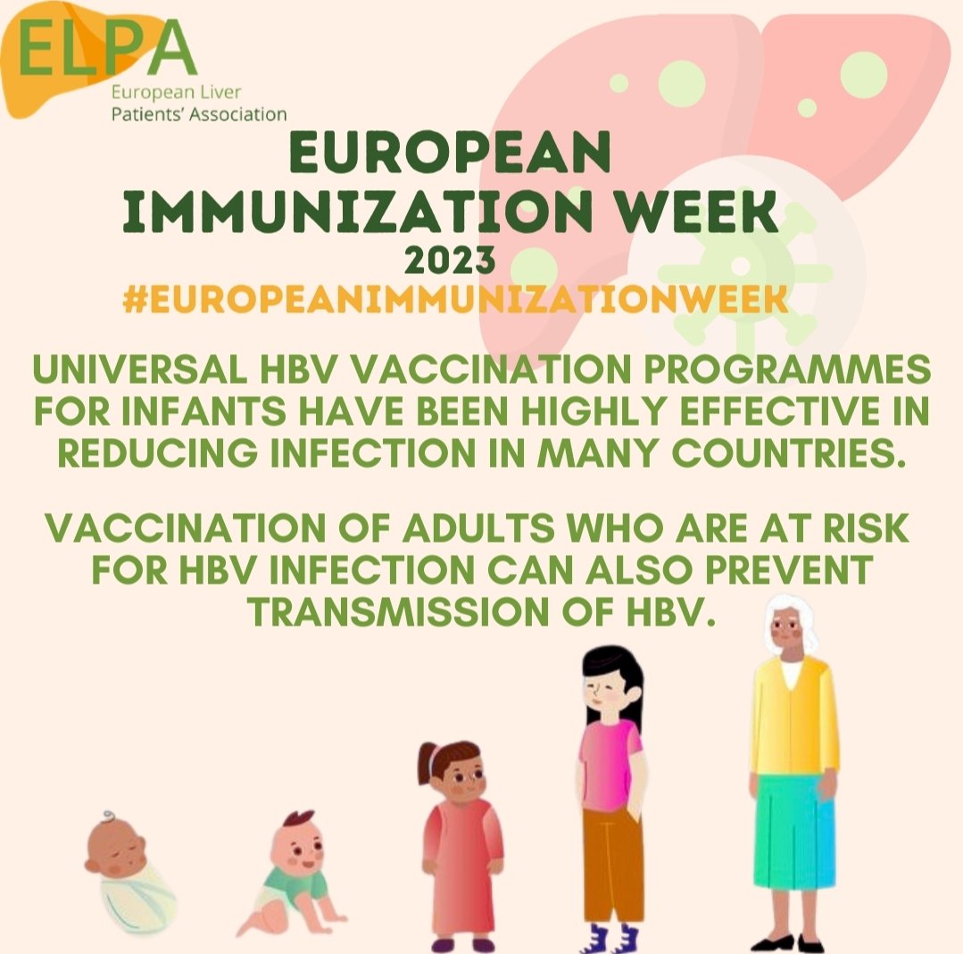 HBV infection can lead to liver cirrhosis and #livercancer in both children and adults. Vaccination for #HBV is 95% effective in preventing HBV infection and its serious consequences. Get vaccinated! 
#EuropeanImmunizationWeek
#GHS2023 @EU_Health #LiverTwitter @EuropeLiver