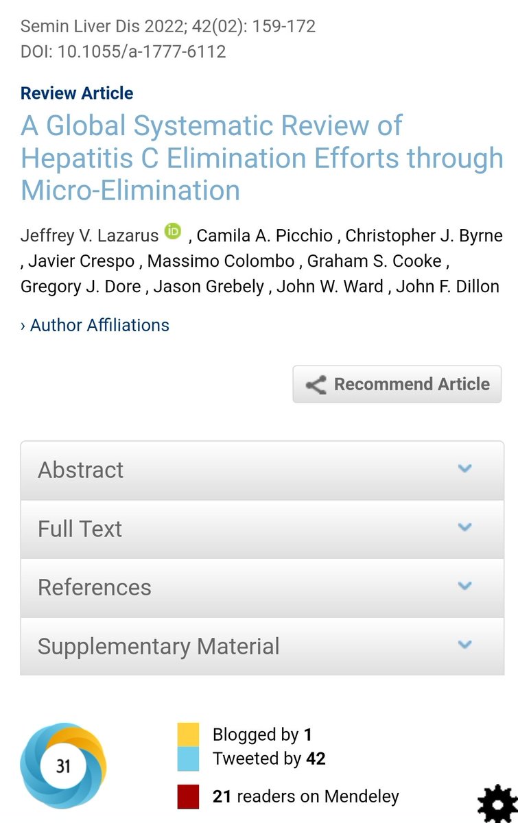 Great to see Egypt taking up the micro-elimination of HCV approach. Read about it here: thieme-connect.com/products/ejour…