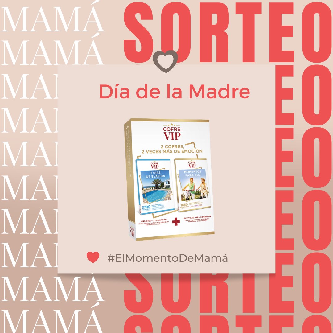 GigasetES's tweet photo. ✨Regala momentos con #Gigaset✨

¡SORTEO del Día de la Madre!  

🎁2 cofres en 1 con "3 días de evasión + Momentos para dos"

¿Cómo participar?👇

1️⃣Síguenos
2️⃣Haz RT con el #ElMomentoDeMamá 

🗒BBLL: https://t.co/kZteC6PVzS

El sorteo acabará el día 3 de mayo a las 23:59h https://t.co/YcPAHNT4CF
