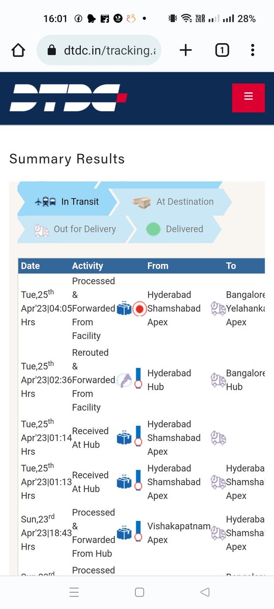 gani_allam's tweet photo. @DTDCIndia There was no update on the status from the last 36 hours . Called multiple times to the customer care. Raised complaint but still no idea why it was getting delayed https://t.co/RyvWJgJr4O