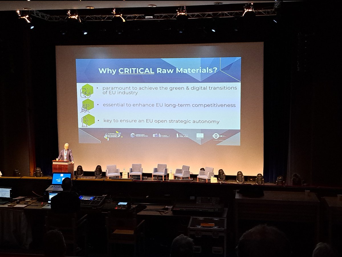 Jakub Boratynski from Commission's DG Grow had a presentation about the crucial role of critical raw materials at #ClustersMeetRegions conference in Levi Finland.