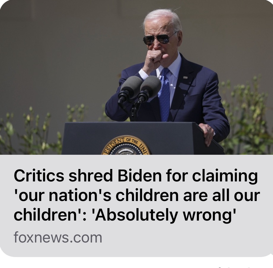 aigkenham's tweet photo. President Joe Biden is wrong, anti-biblical and escalating the war on children and the war on the family—which is ultimately a war on God.

A recent news report stated:

“"There is no such thing as someone else's child. No such thing as someone else's child. Our nation's children are all our children," Biden said, quoting a former teacher during a speech in the White House Rose Garden honoring the 2023 national and state teachers of the year.”

Let’s judge Biden’s statement against Scripture:

“Behold, children are a heritage from the LORD, the fruit of the womb a reward” (Psalm 127:3).

Children are a gift from God to parents. Children belong to parents and ultimately to the Lord. Our children do not belong to Joe Biden or the Government of the USA.

Who is given authority to educate children?

“the father makes known to the children your faithfulness” (Isaiah 38:19).

“Fathers, do not provoke your children to anger, but bring them up in the discipline and instruction of the Lord” (Ephesians 6:4).

“…he commanded our fathers to teach to their children, that the next generation might know them, the children yet unborn, and arise and tell them to their children, so that they should set their hope in God and not forget the works of God,” (Psalm 78:5–7).

God gives parents" the authority to educate children, and in particular fathers as the spiritual head of the house.

Now the family is the first and most fundamental of all human institutions God ordained in Scripture. The family is the educational unit God uses to transfer a spiritual legacy from one generation to the next and to impact the world for the Lord Jesus Christ. That’s why the devil so hates the family and stirs people to a war on the family.

So sad but the President of the USA is escalating the war on children and the family in many ways including supporting allowing immature children to make decisions (without their parents) to mutilate or poison their bodies to supposedly change their gender. But one can’t change one’s genetics. Humans are either male (XY) or female (XX).

The secular education system has also been used to brainwash generations of kids with an atheistic world view.

If you reject God and his Word, as secular education does, then anything goes—there’s no absolute standard on which to base your thinking. In this view, children are just biological machines, the product of millions of years of evolution. They aren’t given to parents—they are just a “choice” parents made.

And now we have the President of the USA basically claiming the government owns all the children.

But when we start with God’s Word as shown above, we learn that children are a gift from God—given to parents. He has given parents authority over their children and the responsibility of training, teaching, and raising children. They are not just “choices,” nor are they the government’s responsibility—children are parent’s responsibility because God gave children to their parents to train them up for him.

You see, the family unit didn’t evolve. God created the family when he created marriage (Genesis 1:27 and 2:24) and told the first couple to be fruitful and multiply (Genesis 1:28). He entrusted children to parents to raise them in accord with the principles he has laid down for us in his Word (e.g., Psalm 127:3).

And we must remember: the most important part of education is the spiritual upbringing of children, as that affects their eternity:

"Indeed, I count everything as loss because of the surpassing worth of knowing Christ Jesus my Lord. For his sake I have suffered the loss of all things and count them as rubbish, in order that I may gain Christ. "(Ephesians 3:8)

Parents—take this responsibility seriously! You are responsible for their education, not Joe Biden or the Government.

God has given you a big job, and there’s no job more important than discipling your children in the Lord. If you aren’t thoughtfully and purposefully parenting in the Lord, I urge you and your spouse to sit down and discuss your “game plan” as a family for how you can be purposeful about this job with an eternal impact. As our world gets darker, it’s more vital than ever that you and your spouse be purposeful in how you raise your children.

Many families homeschool their children. At @AiG we produce a number of resources for homeschools, and we also have a K-12 school, Answers Academy to help parents in discipling their children. We are also producing biblical worldview curricula for Christian schools.  The bottom line, Christian education for kids is not an option.  As parents, we need to be purposefully raising our children on the foundation of God's Word.