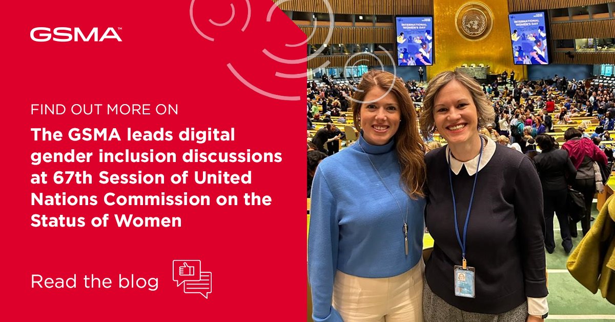 In our new blog, @TDancheva & @PippaMcDougall discuss @GSMA's participation at the 67th Session of the @UN's Commission on the Status of Women ♀️ and what actions need to be taken to ensure women are not being left behind in the digital age 📱 👉 bit.ly/41YBjqX #CSW67