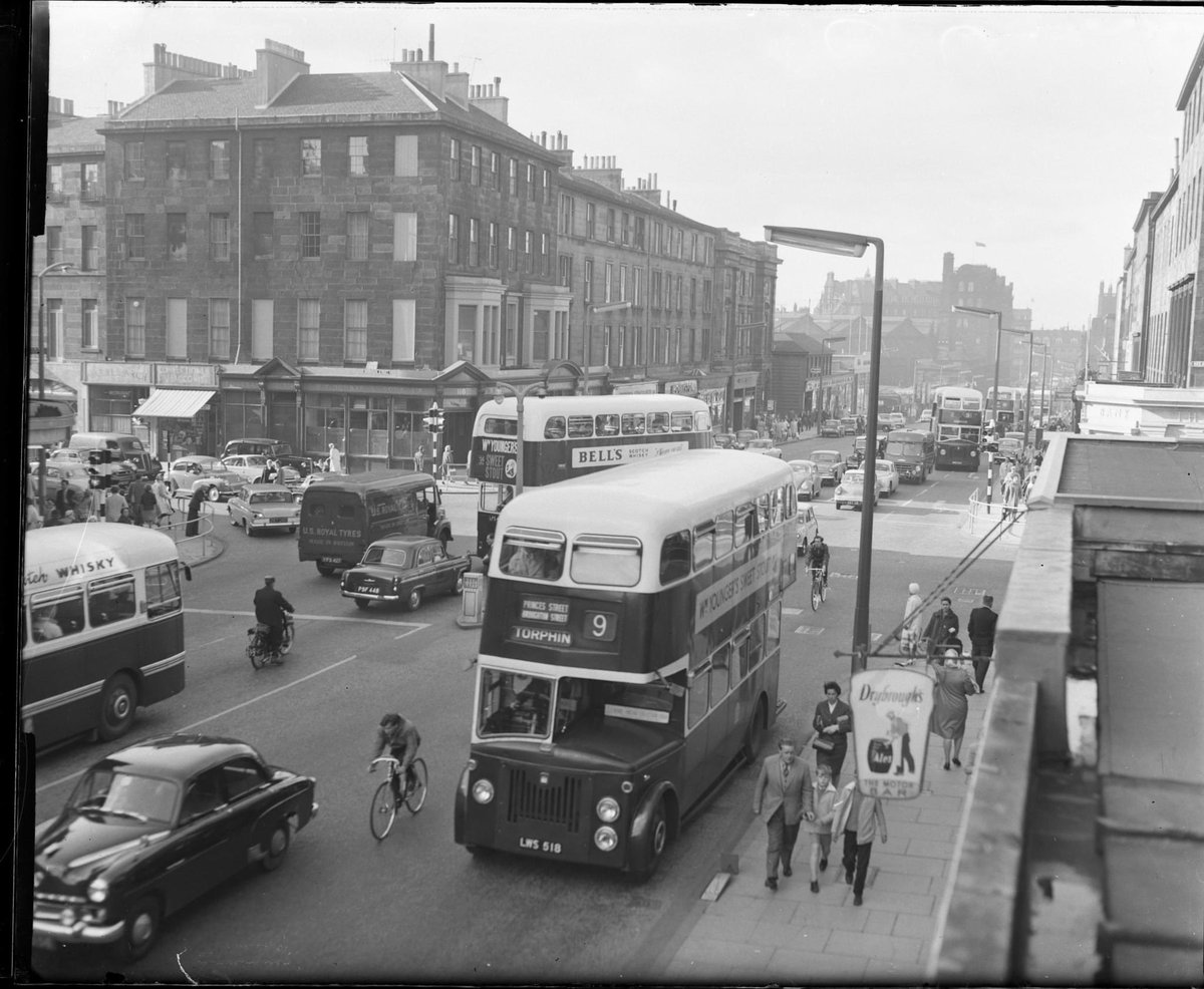 Our pic of the day is a cracker from around 1961 in #Edinburgh.   We have been digitising an old set of glass plates so the photos don't come with a great deal of information but we are fairly sure where this is taken.   Can you work out which street this is on? <a href="/on_lothianbuses/">Lothian Buses</a>