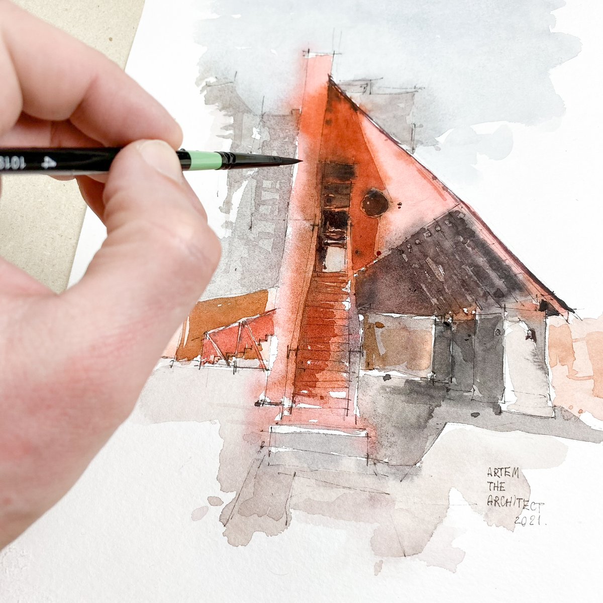 art_emko's tweet photo. Watercolor sketch of amazing architecture.
Architects:
Clancy Moore Architects
Steve Larkin Architects
TAKA Architects,
„Big Red“ Temporary Pavilion (2015)
Photography for reference by
Ed Reeve
#watercolor #contemporaryarchitecture #sketch #sketching #watercolour https://t.co/CBoBXvGr33