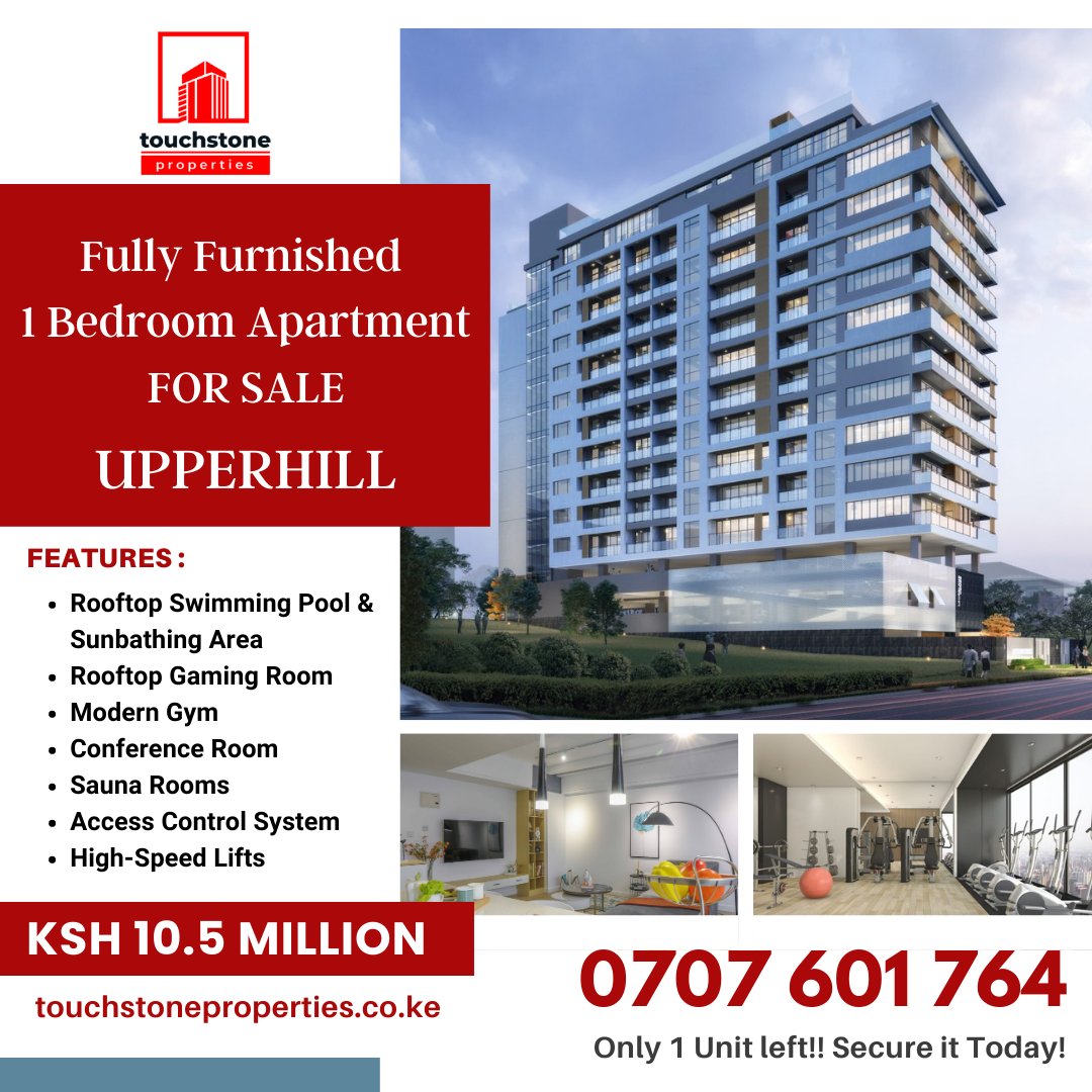 touchstoneltd's tweet photo. A Luxurious Fully Furnished 1 Bedroom Apartment in Upperhill available for Sale | Contact - 0707601764
#upperhill #Realestate #propertyinkenya #propertyinvesting #airbnb #furnishedapartments #apartments #forsale #BRICS #northlands  #upperhill #Nairobi https://t.co/x8tkTOWrv6
