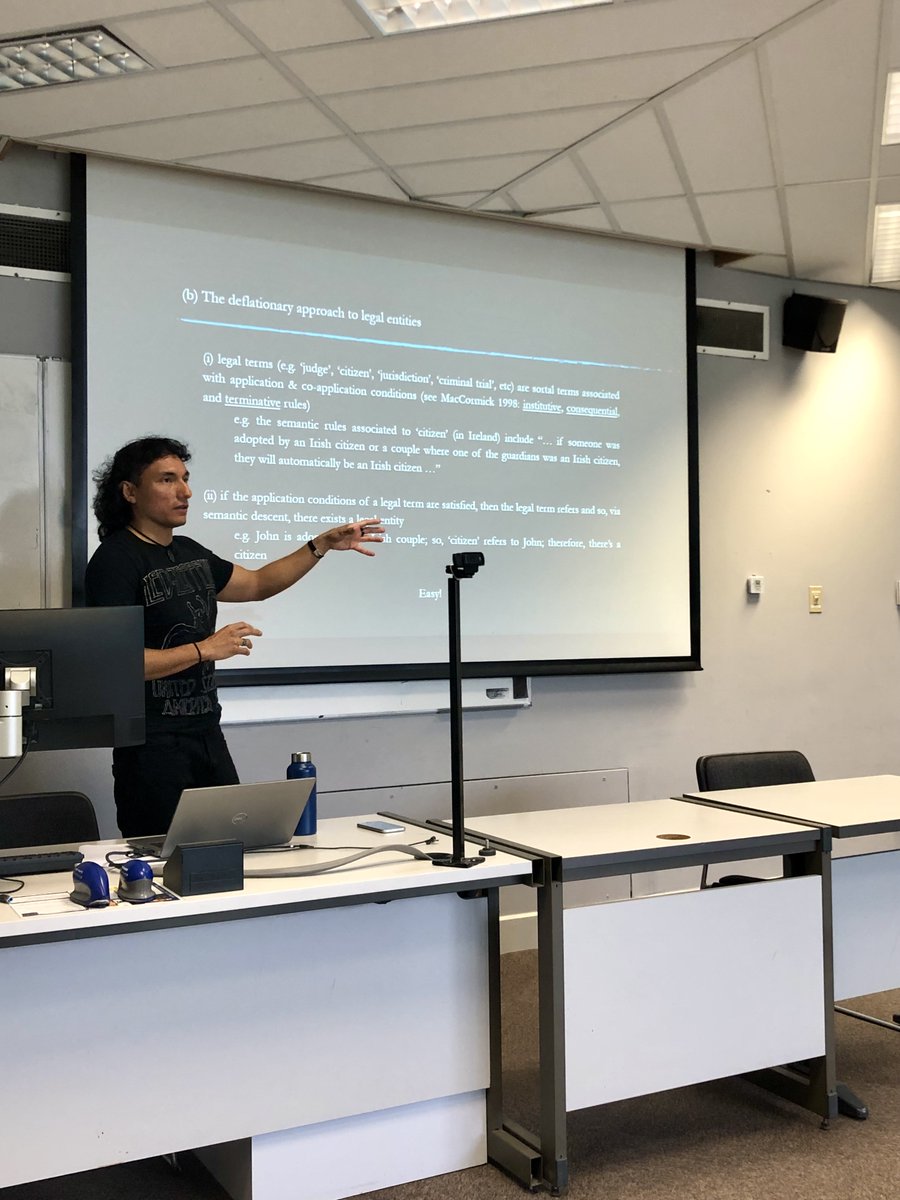 "Let's make ontology easy, shall we?" Now  <a href="/Extranjer0/">Miguel Garcia</a> is speaking on Amie Thomasson's approach to social and legal ontology at the Cork legal ontology workshop
#legalontology
