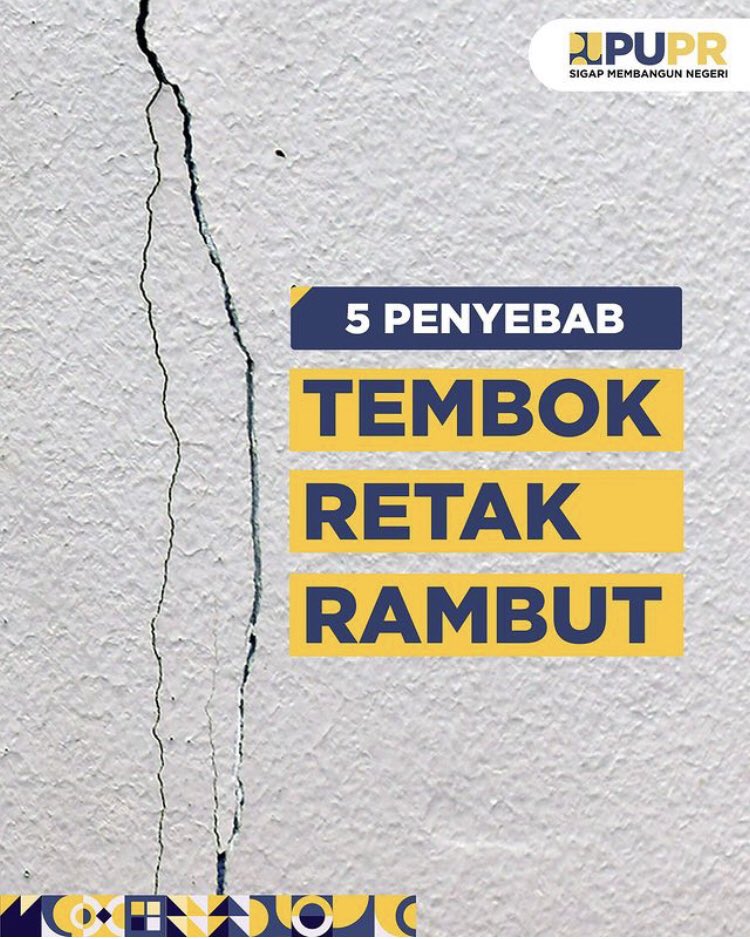 KemenPU's tweet photo. Retak rambut menjadi salah satu masalah yang umum ditemukan pada tembok bangunan. Jika bentuk retak rambut masih dalam keadaan ringan, maka dapat diatasi dengan diamplas atau langsung dicat ulang.

#SigapMembangunNegeri https://t.co/0iUPIWz5wA