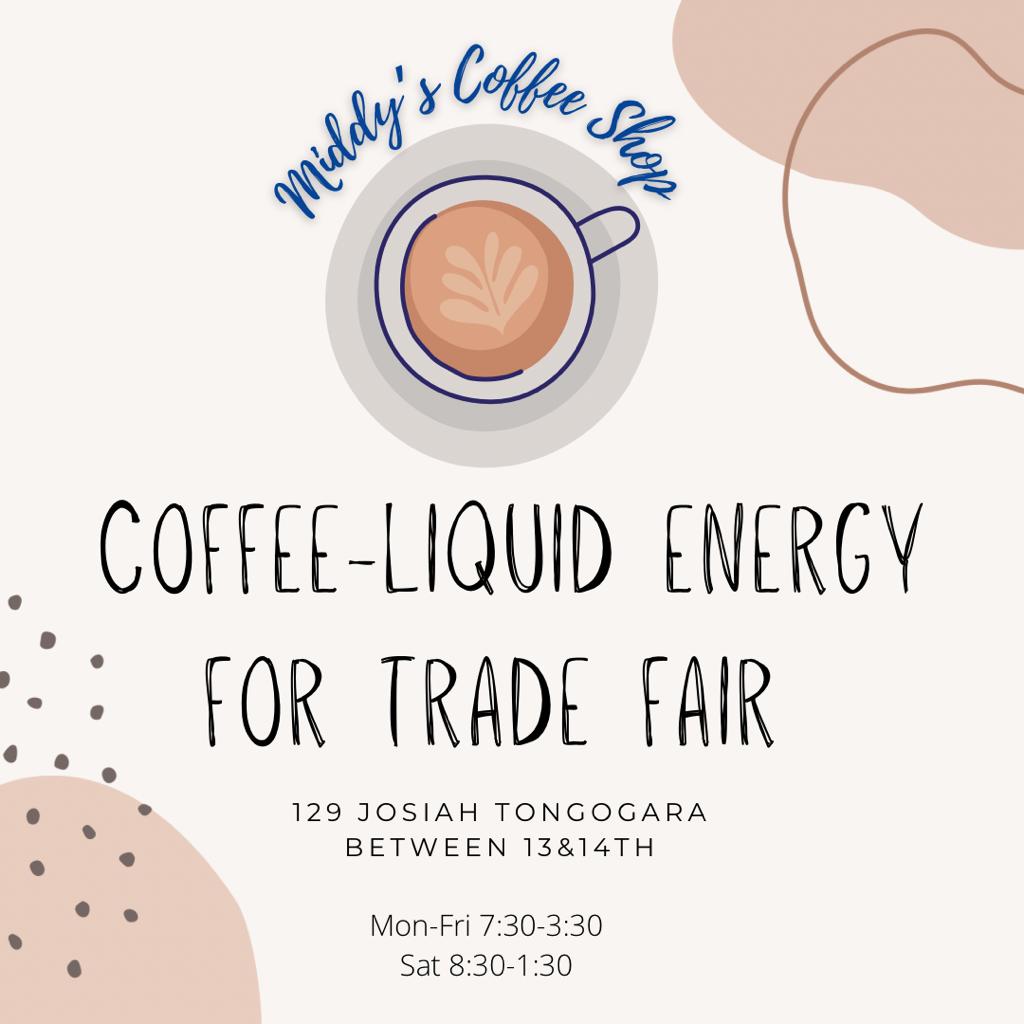 MiddysCoffee's tweet photo. A cup of coffee shared with a friend is happiness tasted and time well spent."

Be fa-brew-lous! 

#Zitf #Bulawayo #CoffeeShop #LoveCoffee #TradeFair #BulawayoTradeFair  
#Zitf2023 #RoadToZITF2023 #MeetUp #Connecting https://t.co/ZJPOsighNx